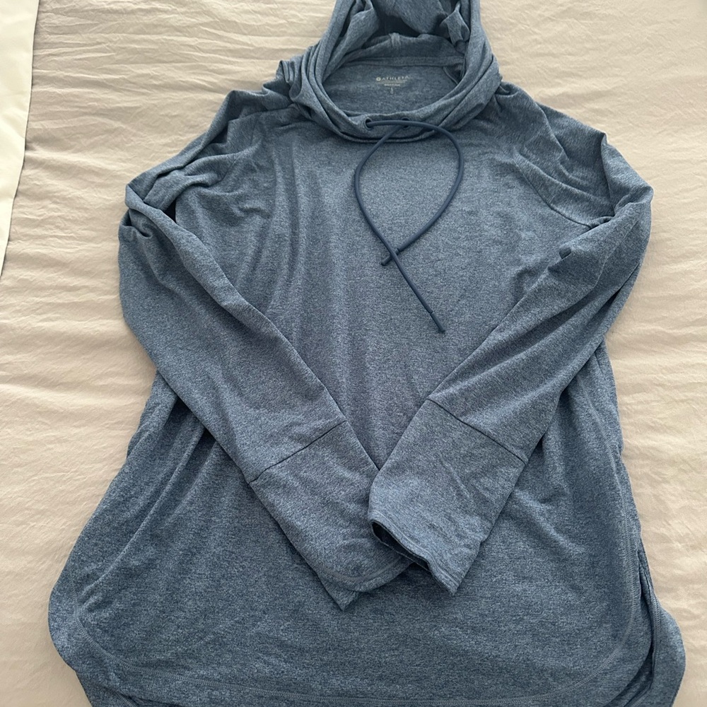 Blue Athleta Hooded Long Sleeve Top
